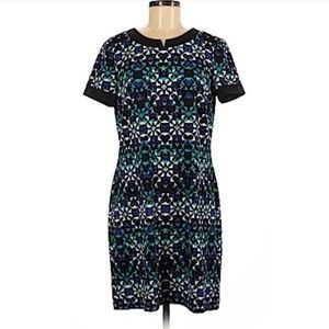 Geometric Green & Black Dress